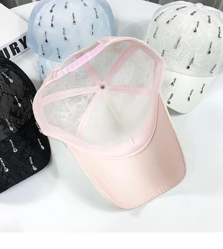 TOTRUST Летняя женская кепка с блестками,, Snapback, выходная шляпа для женщин, бейсболка с регулируемым размером, Регулируемая Повседневная Кепка с бисером