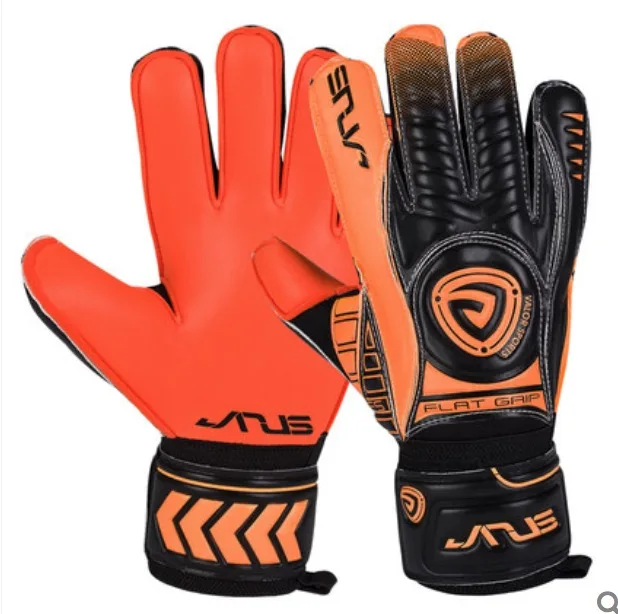 Janus JA938 Вратарские 4 мм латексные плоские сливы защита пальцев футбольные перчатки для мужчин мужские профессиональные футбольные перчатки синие - Цвет: Orange