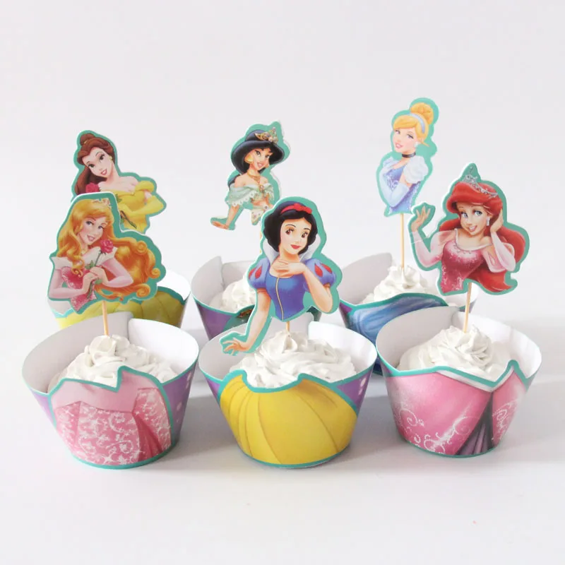 24pcslot beautiful princess paper cupcake wrappers toppers for kids party birthday decoration cake cups - Decorative Cakes 24pcslot beautiful princess paper cupcake wrappers toppers for kids party birthday decoration cake cups - Decorative Cakes