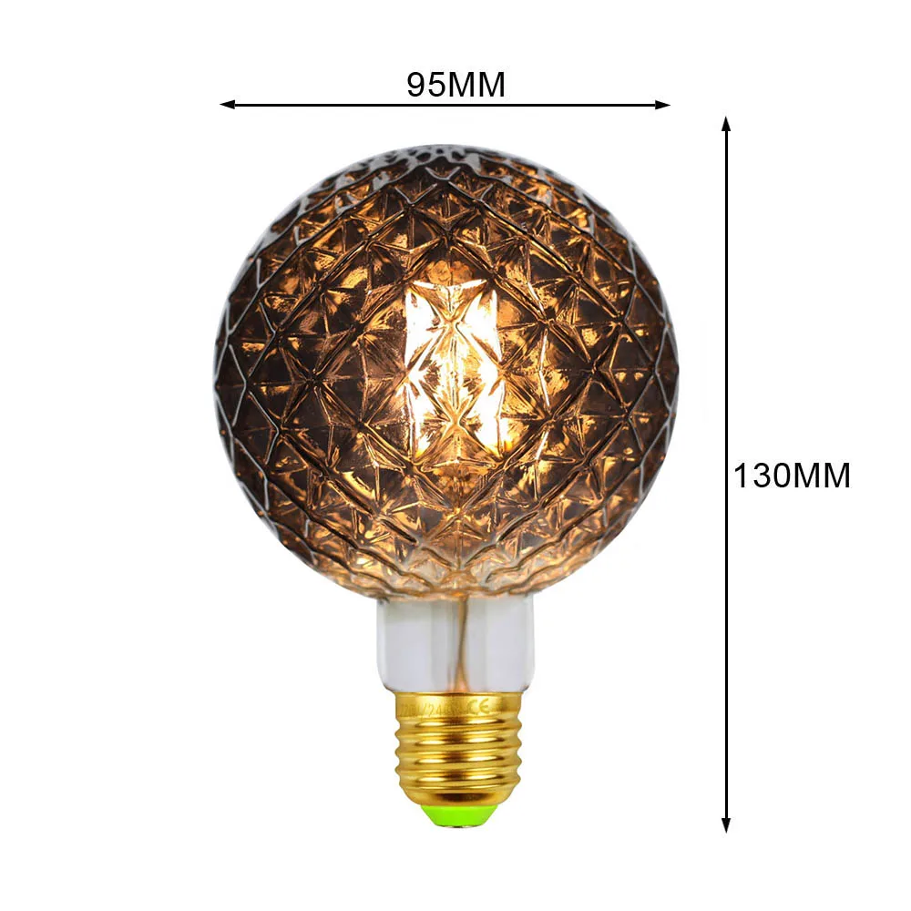 TIANFAN Edison ЛАМПЫ старинная лампочка неправильная лампа G95 светодиодная нить 4 Вт 220/240 в E27 декоративная лампа накаливания дымчатое стекло - Испускаемый цвет: Smoke