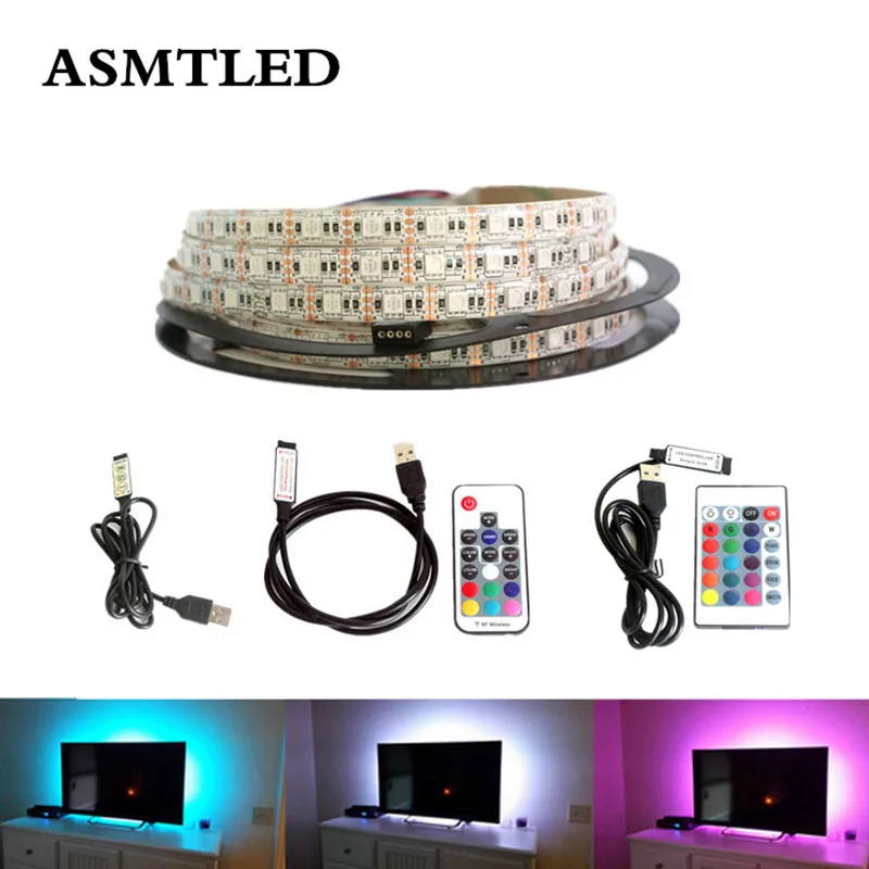 DC 5V 5050 SMD RGB USB cable Power LED Strip light USB LED lamp