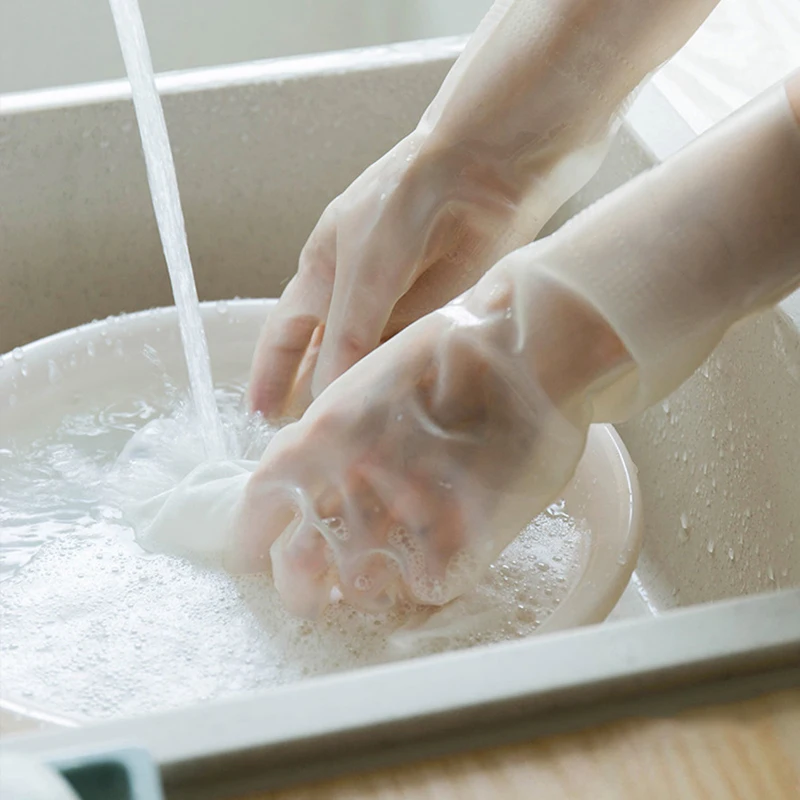 

One Pair Durable Dish washing Gloves Kitchen Cleaning Gloves Scrubber for Dishwashing Rubber Glove Washing Clothes Dishes