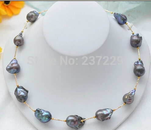 

Wholesale price FREE SHIPPING^^^^^20" 21mm BLACK BAROQUE KESHI REBORN PEARL NECKLACE
