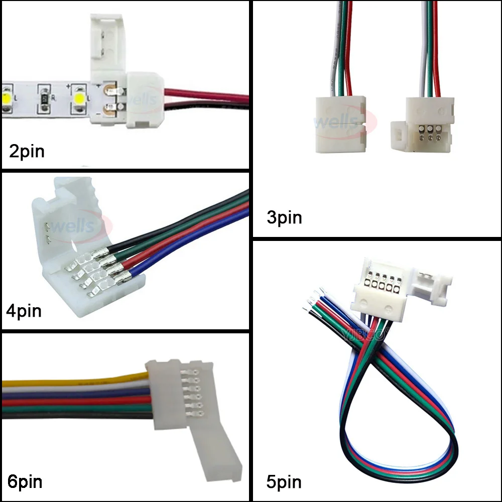5-100 шт. провод разъема светодиода 2pin 3pin 4pin 5pin 6pin соединительный кабель с разъемом кабеля для WS2811 WS2812B 5050 RGB/RGBW светодиодный полосы светильник