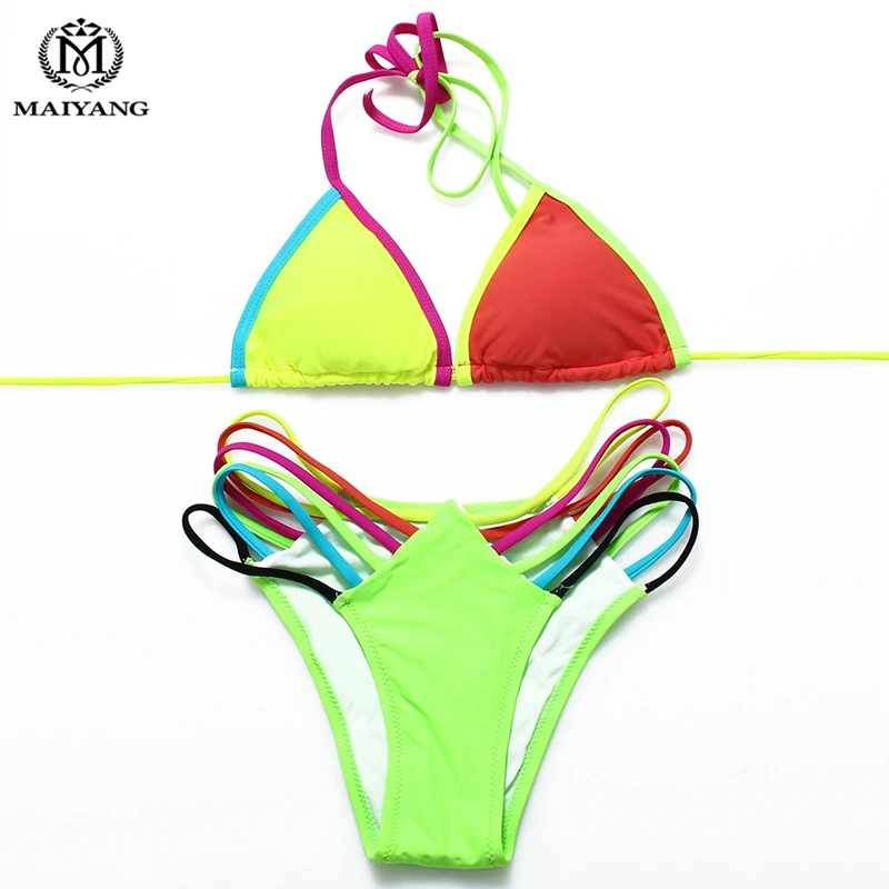 Лето Женщин Сексуальный Хит Цвет Bikinis Купальники женские Пляже Купальный Костюм