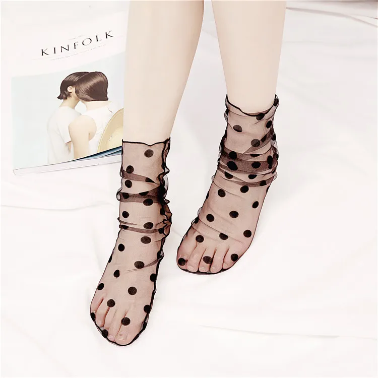 

Women's Harajuku black Glitter Stars snow Socks.Lady Transparent Mesh Shiny Stars Fishnet Socks Hosiery Sox