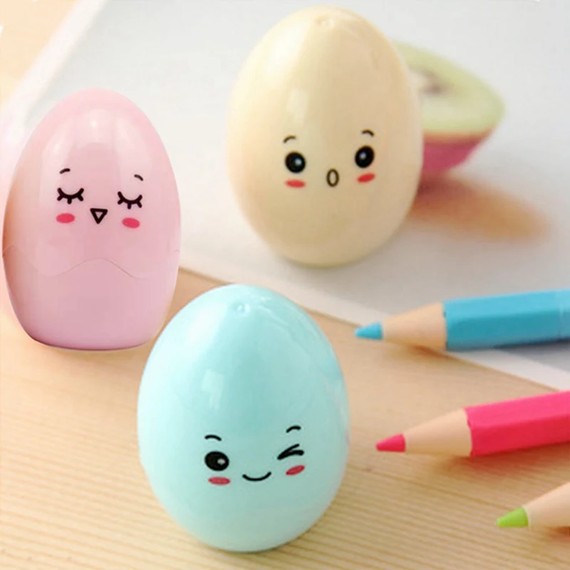 

Kawaii Cartoon Cute Eggs Pencil Sharpener School Office Supplies Stationery Colorful Pencil Sharpener Color Random