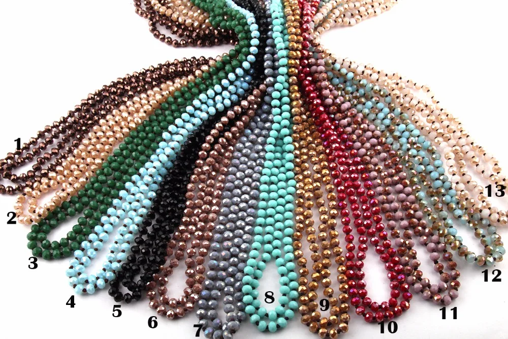 Модные богемные этнические ювелирные изделия 6 мм с длинным узлом|crystal necklace|fashion