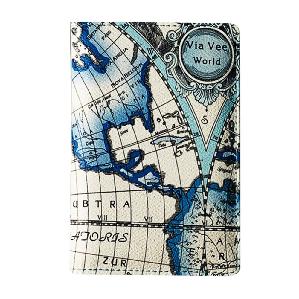

Unisex Versatile Square Fashion Leather World Map Hand-Held Portable Travel Document Set Passport Set Business bolsa feminina #6