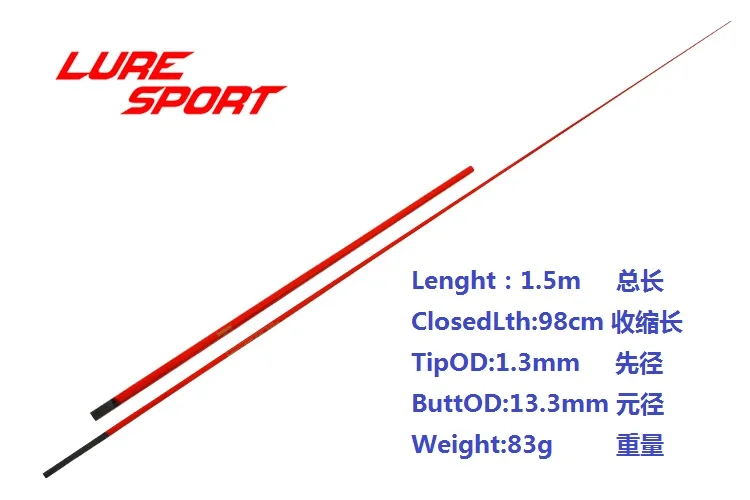 LureSport 2 комплекта красная краска 1.5m1.68m пустой твердый наконечник из стекловолокна покрытие из углеродистой 1,5 секций стержень строительный компонент ремонт DIY