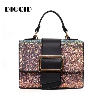 

DIQQID Luxury Sequined Handbags Women High Quality Leather Shoulder Crossbody Bags Designer Ladies Mini Flap Hand Bag sac a main
