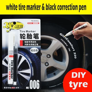 

White DIY Tire Tyre Industrial marker set with black Correction pen Trim permanent Markers Paint Car Moto Toyota Honda Harley