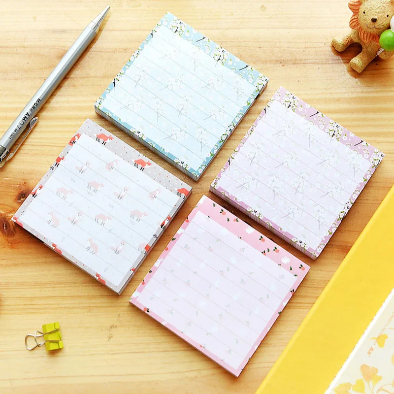 8pcs/lot Cute Kawaii Flower Memo Pad Notepads Cartoon Animal Note For
