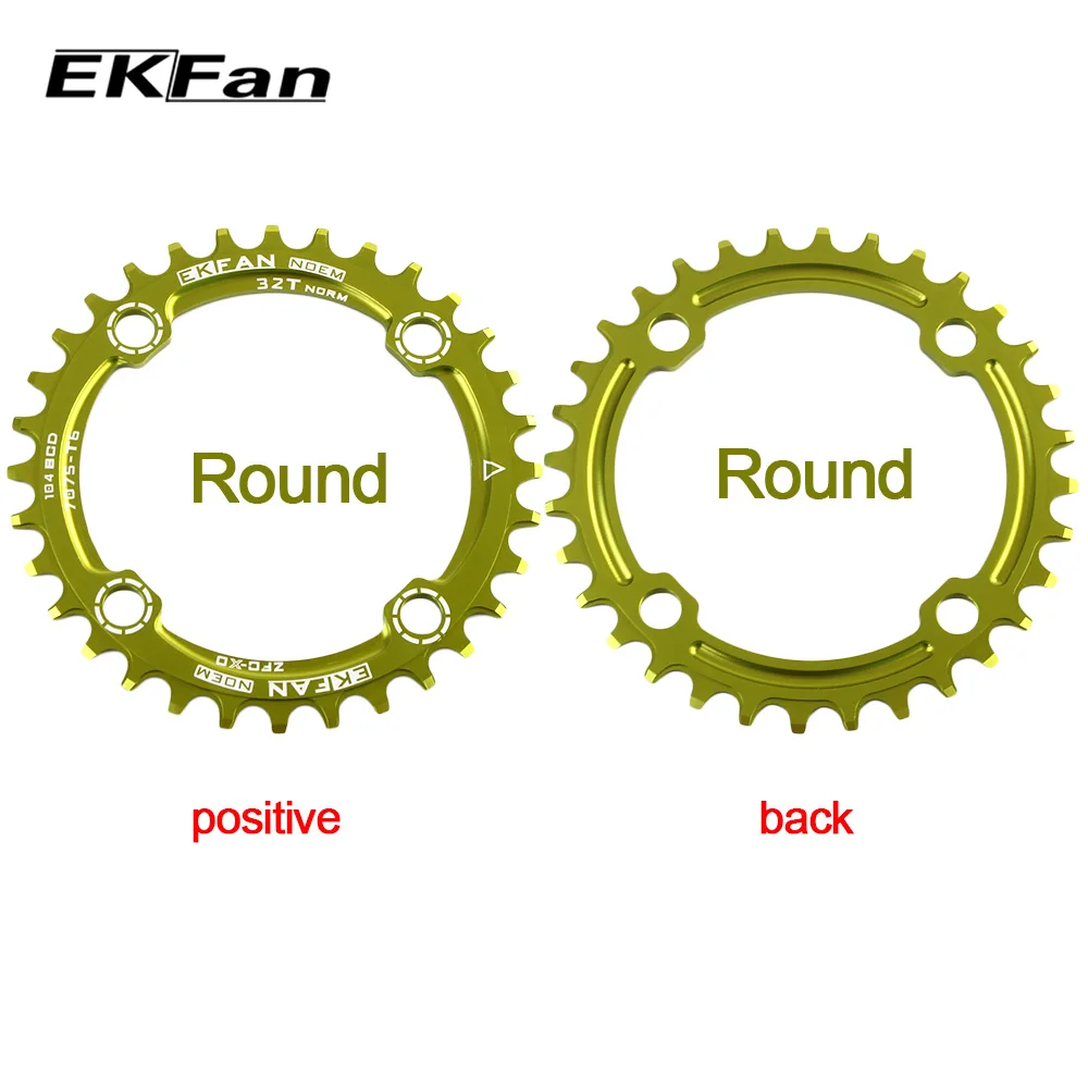 EKFan 104BCD велосипедная цепь 7075-T6 MTB велосипедная круглая шатунная пластина зеленая 32 T/34 T/36 T круглая овальная велосипедная звездочка