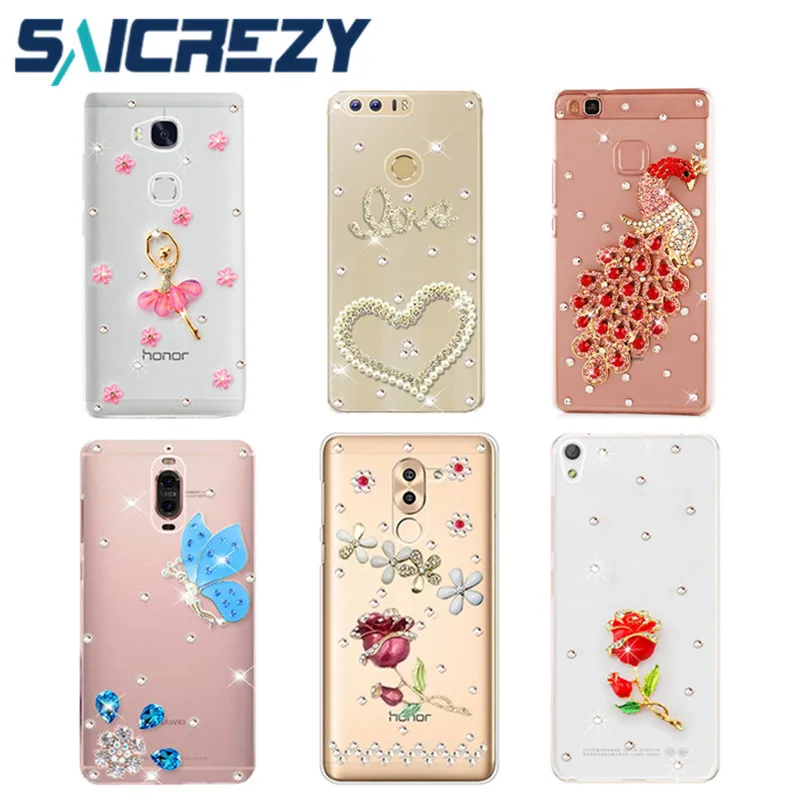 Чехол бампер с кристаллами для Huawei P20 pro P10 P9 Mate 10 Lite honor 9 8 Y5 Y6 Y7 2018 Honor 6C Pro 7A 7C 6X 7X