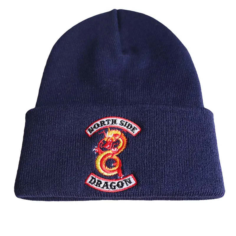 Мужская или Женская осенне-зимняя вязаная шапка с двуглавым змеиным принтом, шапка в стиле хип-хоп, регулируемая шапка - Цвет: HBZQ