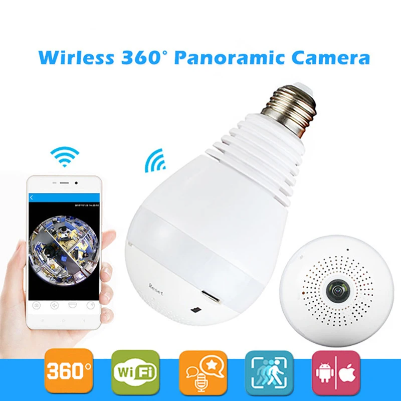 960P 360 degree Wireless IP Camera Bulb Light Fish Eye Smart Home CCTV 3D VR Camera 1.3MP Home Security ip camera HD White