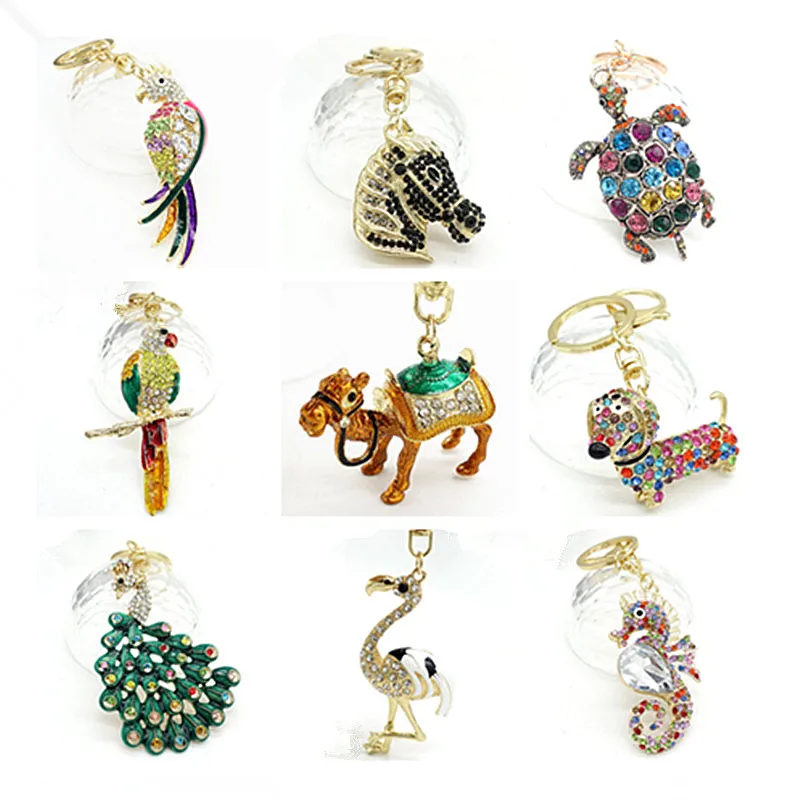 

Keychain Animal Keyring Purse Bag Rhinestone Crystal CZ Key Chains Charm Pendant Necklace Gift