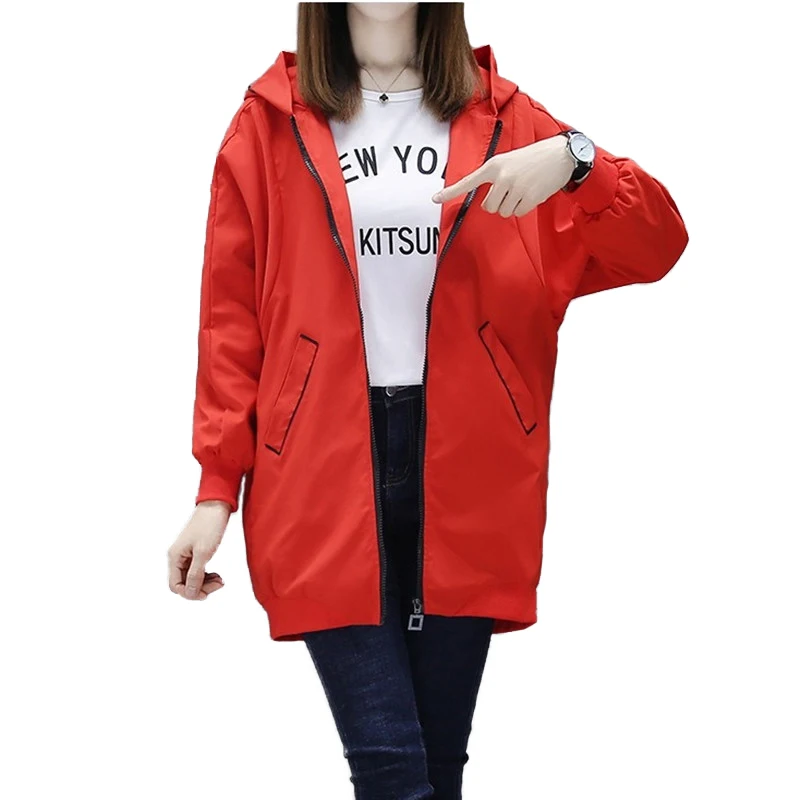 

New Large size Bat sleeve Short Jacket Women 2019 Spring Autumn Hooded Outerwear Female Plus size Loose Casual Tops Coat A2541