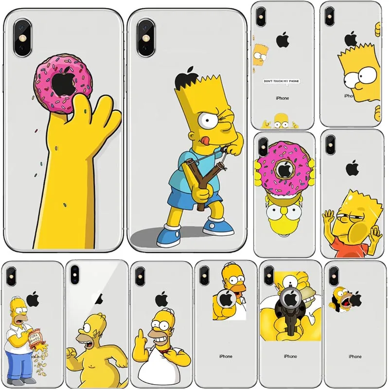 Мягкий чехол LISHE The Simpson из ТПУ для iPhone 11Pro 5 5S SE 6 6S XS Max 7 8 Plus XR, Забавный прозрачный чехол высокого качества