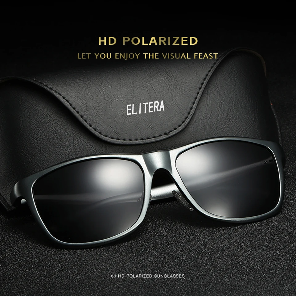 Мужские поляризованные солнцезащитные очки ELITERA в алюминиево-магниевой оправе HD, женские брендовые дизайнерские квадратные Винтажные Солнцезащитные очки унисекс