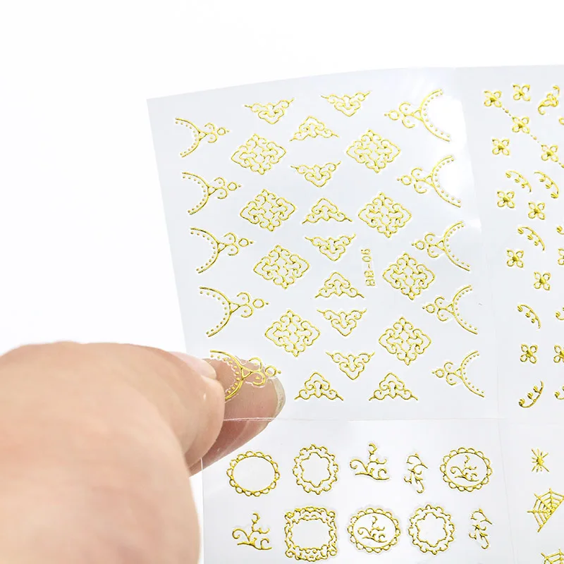 BB1-30 украшения для дизайна ногтей Наклейка s лук любовь ворона изображение переводная Наклейка 3D золотой цвет наклейки для ногтей(30 листов