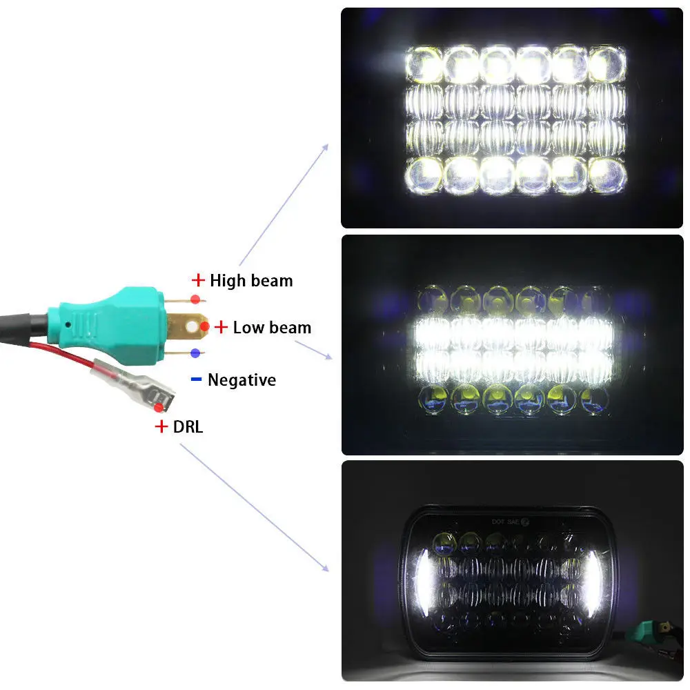 LED Headlights Hi-Lo Beam Halo DRL Jeep Cherokee XJ YJ GMC sjh