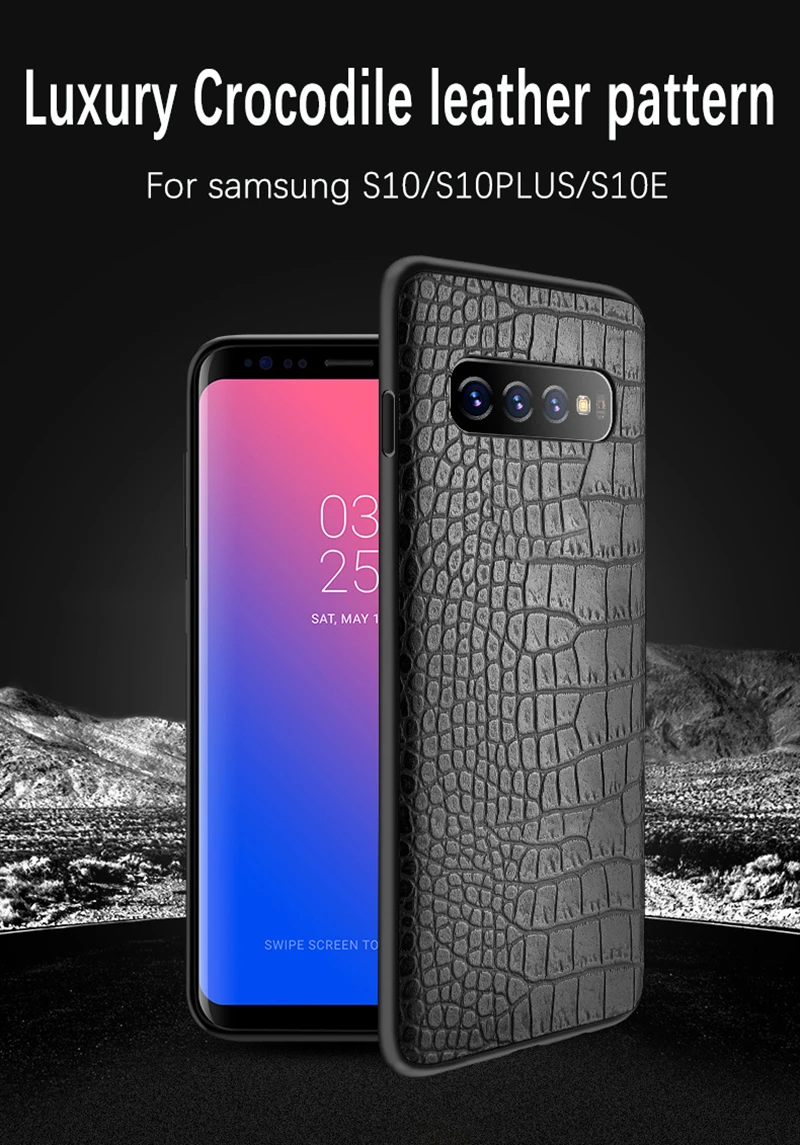 Роскошный чехол из искусственной кожи для samsung Galaxy S10 S10e Plus S9 S8 чехол с крокодиловым узором задняя крышка для Galaxy Note 10 9 8+ S10 e S