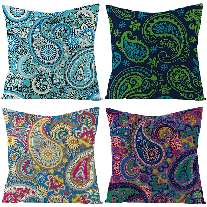 

45*45cm Bohemian Cushion Cover For Chair Sofa Cashew Square Flax Cushion Case For Bedroom Comfortable Cushion Cover