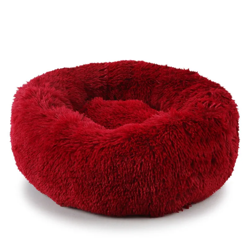 Long Plush Super Soft Pet Bed Kennel Dog Cat Round Winter Warm Sleeping Bag Puppy Pad Mat Portable Cat Supplies 40/50/60/70cm