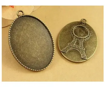 

20pcs 40 x 30mm Antique Bronze Cabochon Pendant Base, Eiffel Tower Oval pendant setting (3020016)