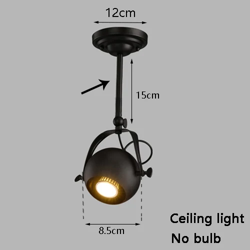 Американский Лофт настенный светильник винтажный Лофт стиль железные настенные лампы Регулируемый металлический светодиодный настенный светильник Домашний Светильник для спальни/ресторана - Цвет абажура: ceiling light-black