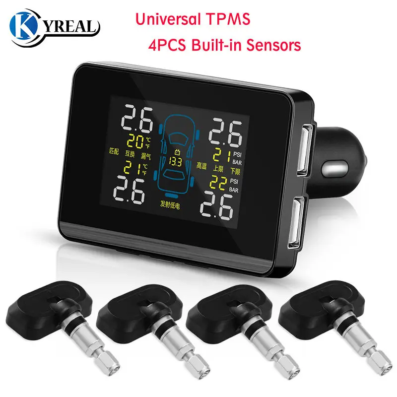 

TPMS Car Tire pressure Monitor Diagnostic-tool with 4PCS Internal Sensors Wireless TPMS for all cars with 4 wheels