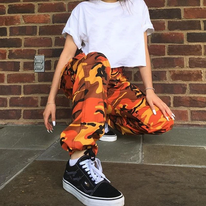 Preise Hosen Military Hosen Weibliche Camouflage Jogger Beiläufigen Frauen Camo Cargo Hose Hohe Taille Military Armee Kampf Jeans