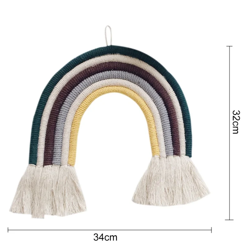 Nórdico tejido a mano Arco Iris colgante decoración para habitación de niños decoración del hogar fresco chico infantil accesorios de decoración de pared Nórdico tejido a mano Arco Iris colgante decoración para habitación de niños decoración del hogar fresco chico infantil accesorios de decoración de pared