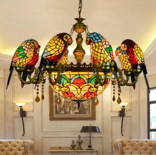 American Past Tiffany Style Retro Luxury Parrot Bird Pendant American Past Tiffany Style Retro Luxury Parrot Bird Pendant Light Stained Gl Bar Living Room Parlor Hanging Lighting In Lights From