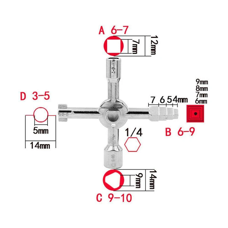 10 в 1 многофункциональный электрик сантехник Универсальный перекрестный переключатель ключ универсальный квадратный треугольный ключ для газового поезда