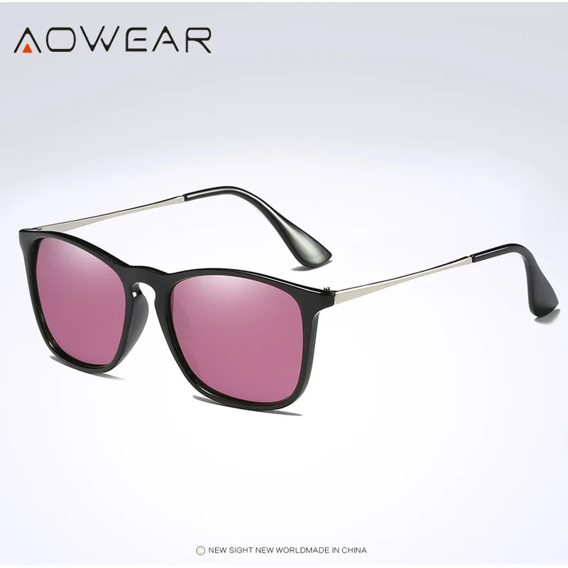 C6 Pink AOWEAR Новое поступление Классические поляризационные солнцезащитные очки для женщин мужские вождения квадратный сплав рамки мужской защита от - Цвет линз: C6 Pink
