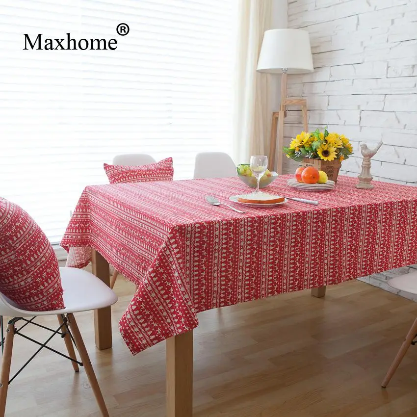 Little Red Deer Stripe Tablecloth Christmas Tree Table Cloth Cotton Little Red Deer Stripe Tablecloth Christmas Tree Table Cloth Cotton Linen Tablecloths Cloths Toalha De Mesa In From Home