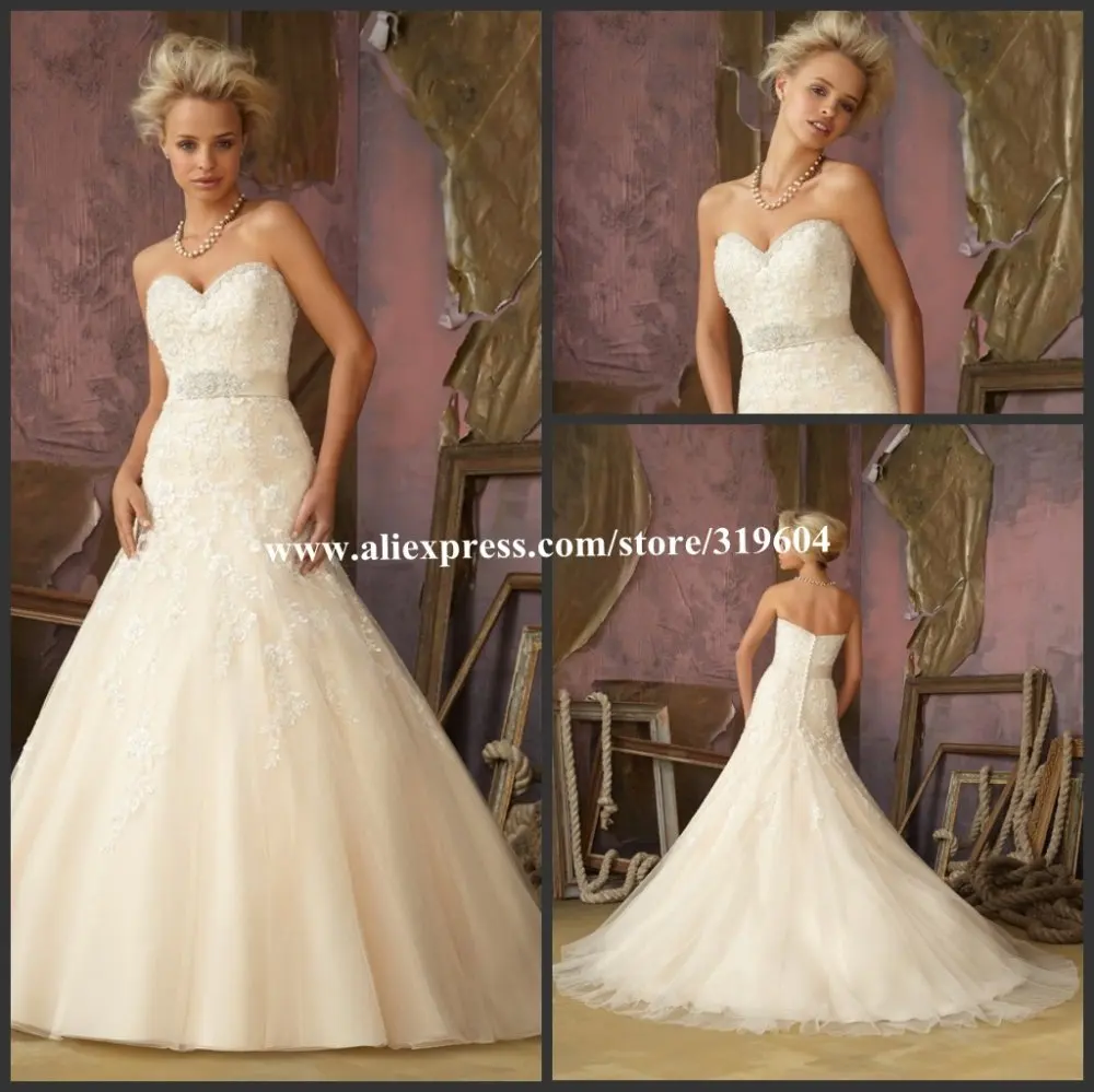 ml1861 Best Selling Sweetheart Sheath lace Beaded Organza Wedding