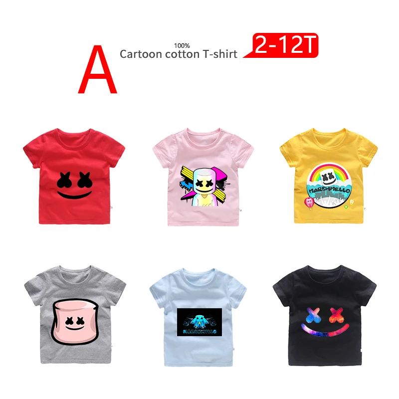 

Summer Boy Marshmello DJ Music Cartoon T Shirt For Girls Tee Tops Clothes ChildrenClothing Baby Cotton Costume