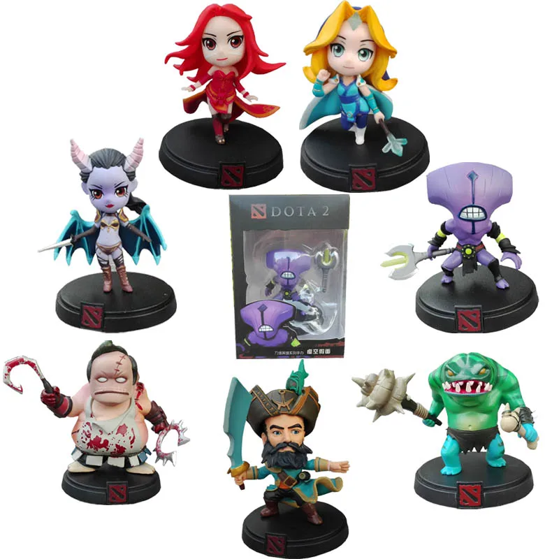 

DOTA 2 Game Figure 7pcs Pudge Crystal Ma iden Kunkka Lina Queen Tidehunter PVC Action Model DOTA Collection Decoration toys