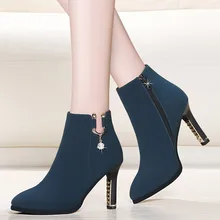 New Fashion Pointed Toe Buckle Cow Suede Leather Short Boots Women's Ankle Boots Woman High Heels Spring Autumn Shoes YG-A0218 fedonas high quality women cow suede ankle boots rhinestone wedding party shoes woman wedges high heels short martin shoes woman