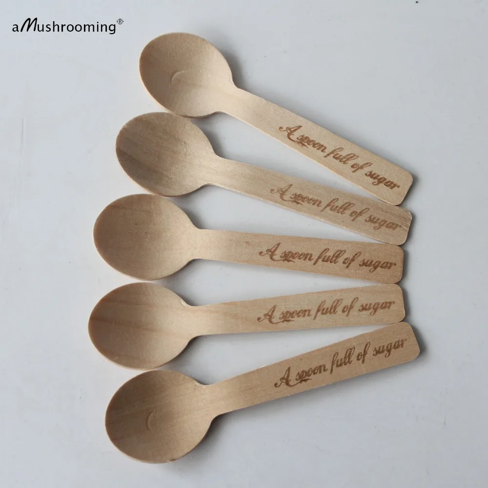 100 Mini Wood Spoons Party Disposable Utensils Sugar Set AliExpress