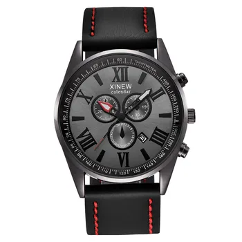 

Gift Men's Leather Band Sports Date Analog Alloy Military Quartz Watch Men Quartz Watch Waterproof Leather Relogio Masculino