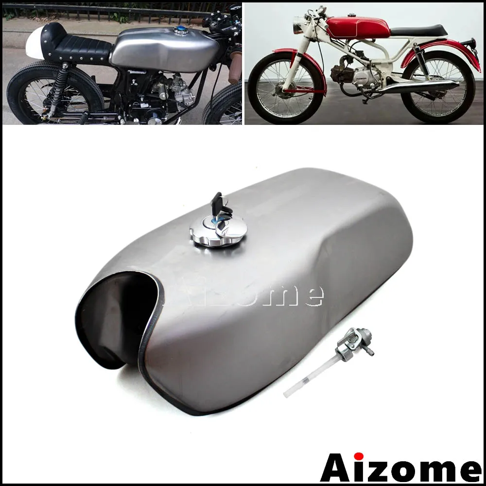 Universal Motorcycle Vintage 2.4 Gal Gas Tank For Honda Kawasaki Suzuki