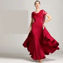 Новинка, женский сексуальный кружевной сетчатый костюм с длинным рукавом для бальных танцев, женская одежда, стандартные Современные Бальные платья для сальсы/бальных танцев