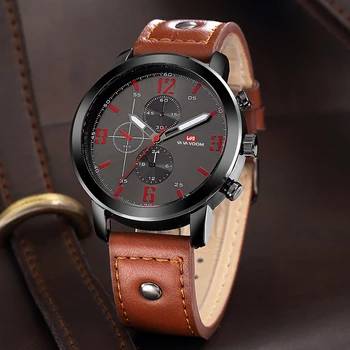 

VA VA VOOM Luxury Brand Sport Watches Fashion Leather Strap Quartz Men Casual Date Business Male Wristwatches Clock Montre Homme