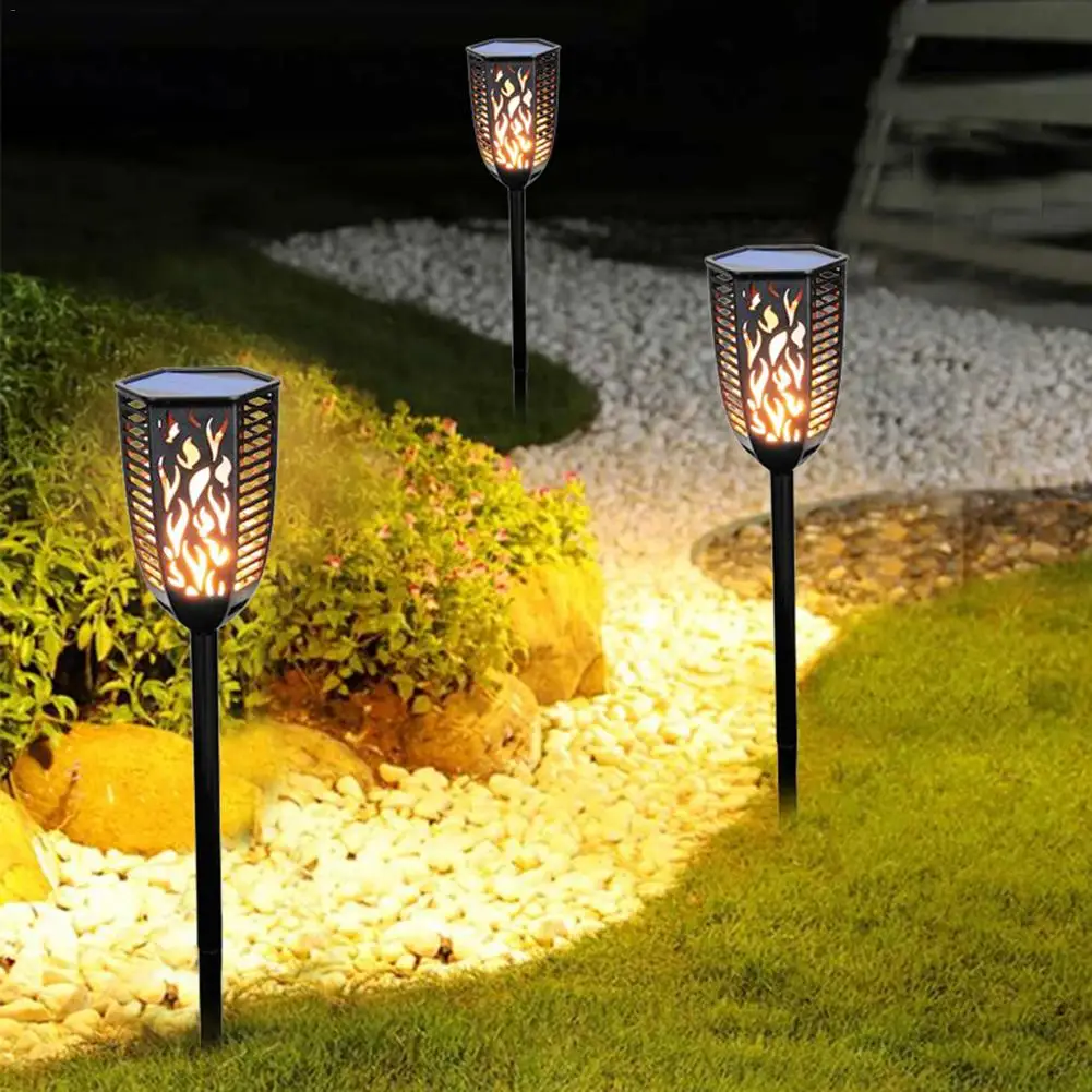 

99 LED Lawn Solar Light IP65 Waterproof Hexagon Flame Plug Light Wall Lamp Outdoor Garden Landscape Decoration Lighting Tool