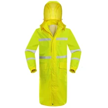 Высокая видимость безопасности Водонепроницаемая Мужская Рабочая Одежда Дождевик защитная Рабочая Куртка Светоотражающий длинный плащ